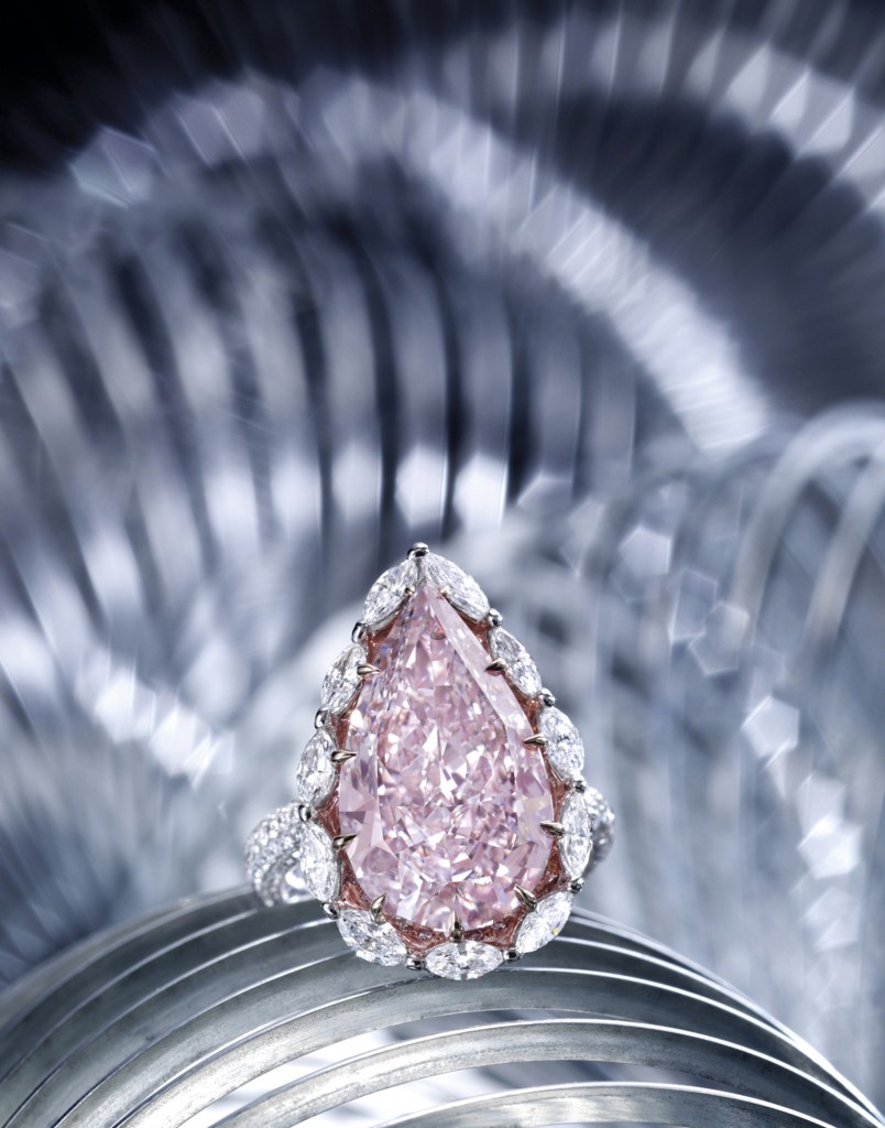 10.94-ct Pear-shaped Fancy Light Pink Diamond and Diamond Ring