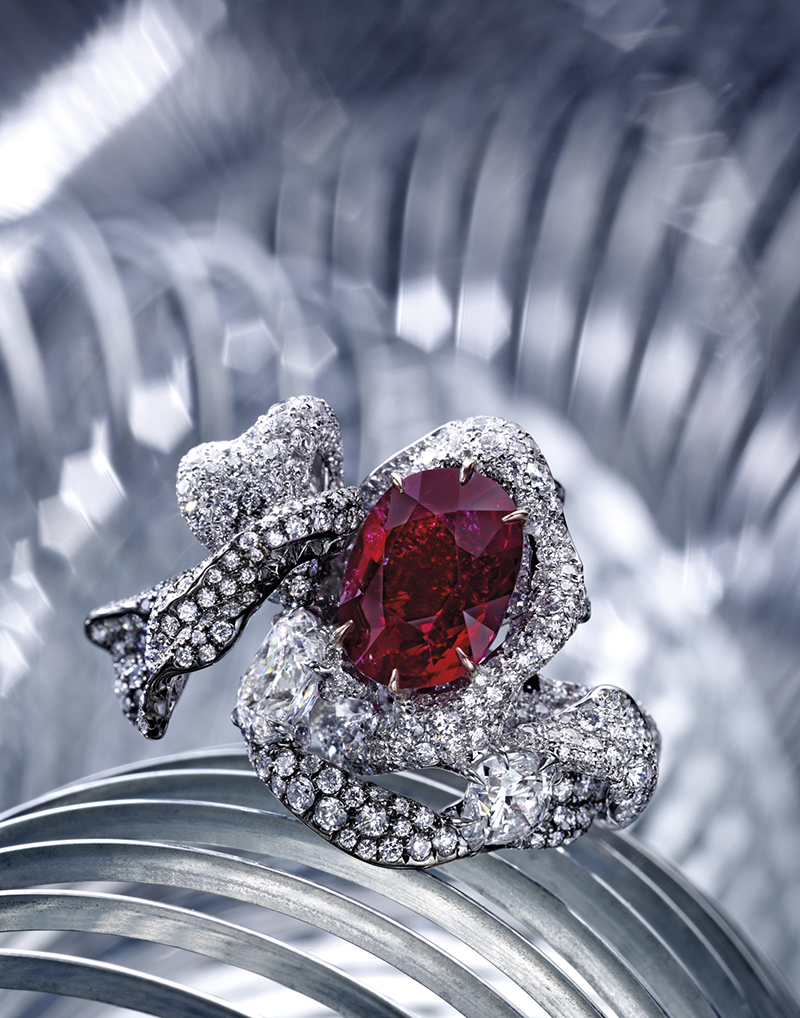 8.03-ct Cushion-shaped Burmese Ruby Diamond ring1s