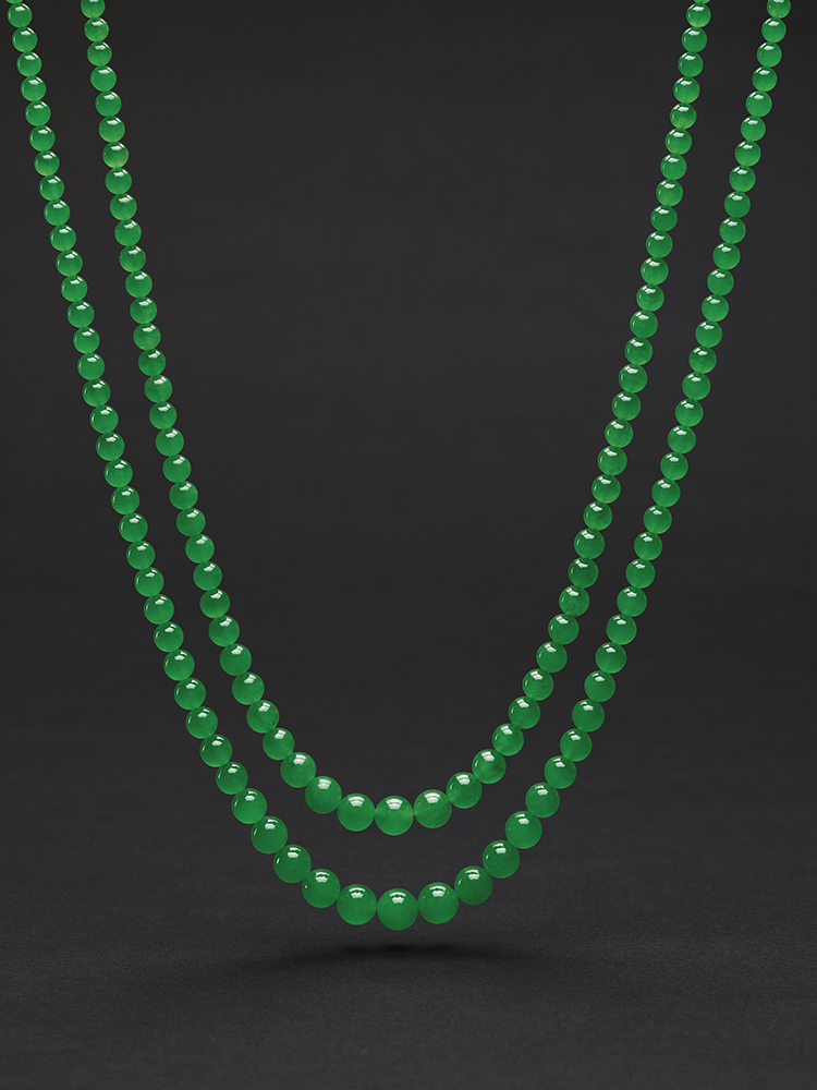Set of 2 Jadeite Bead Necklaces (1)s