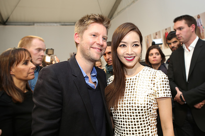 Christopher Bailey and Patty Hou at SS14 Prorsum womenswear show backstage, London, 16 Sep, 2013