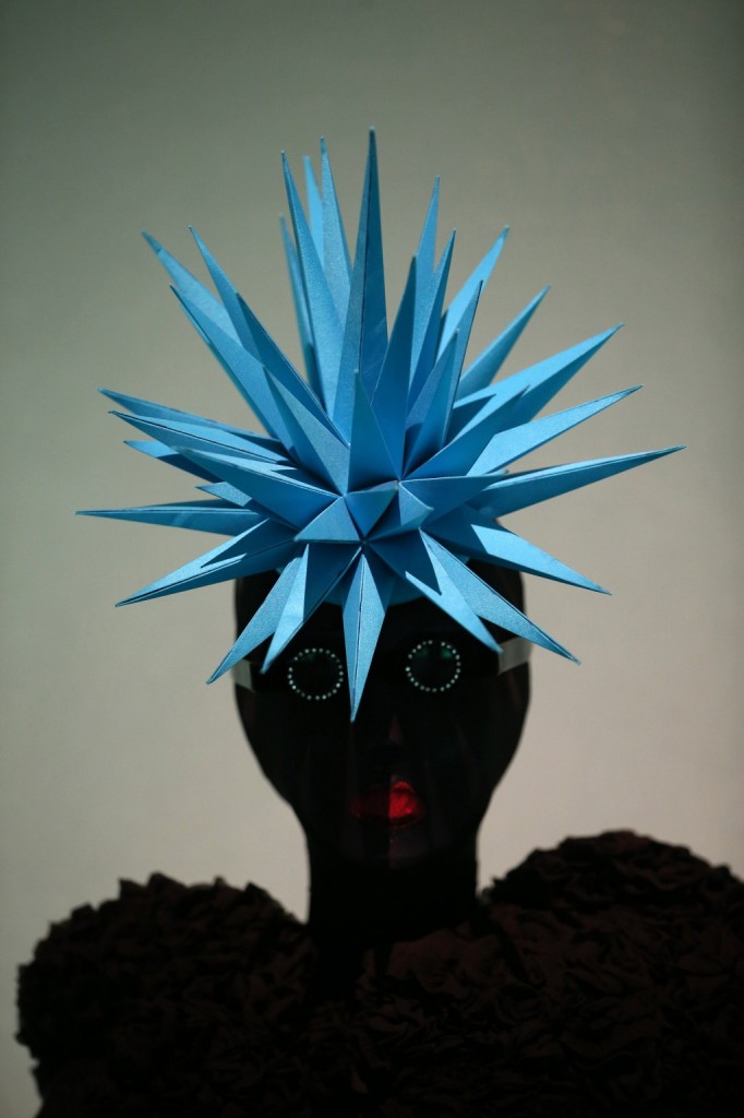 450521471 A Philip Treacy electric blue spiked hat from 1999