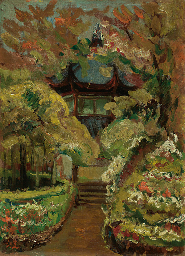 陳澄波-西湖中山公園-1929-34-油彩櫻桃木板