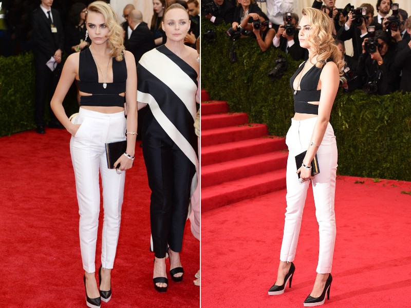 Cara Delevingne wore a top and trousers both by Stella McCartney