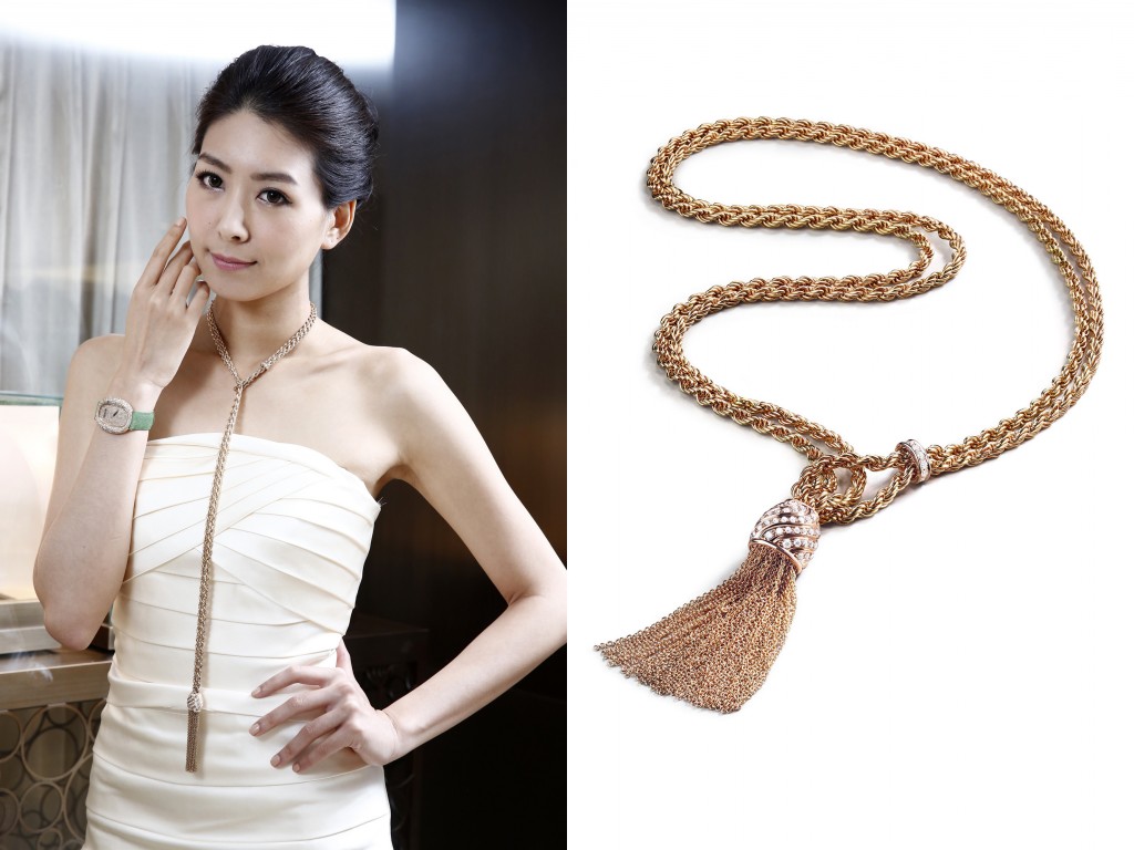 名模徐自璇配戴90周年珠寶Tassel流蘇項鍊搭配D.Lace腕錶，展現50年代女性的迷人魅力 copy