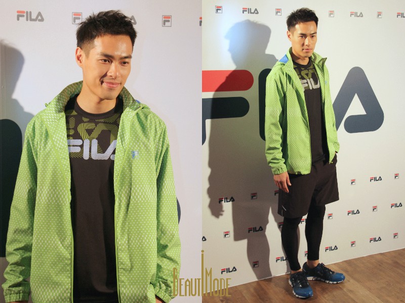 楊祐寧身穿Performance自主訓練系列鮮綠色外套，搭配黑色運動套裝。( 攝影：BeautIMode)