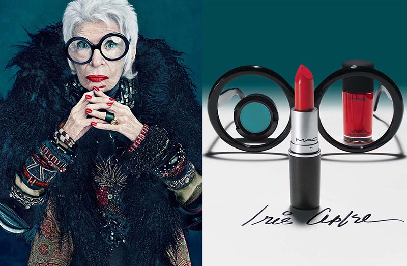 2011年Iris Apfel與M.A.C.推出聯名彩妝系列
