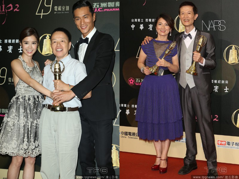 (左)王小棣執導的《刺蝟男孩》獲最佳戲劇節目；(右)謝瓊煖與「阿西」陳博正獲頒戲劇類最佳女配角、男配角獎。