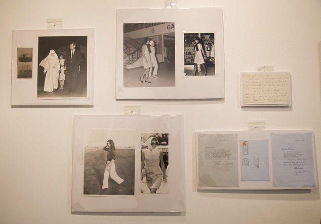 In this Wednesday, Jan. 7, 2015 photo, groups of photos of Jacqueline Kennedy Onassis by Bob Davidoff, who spent decades as the Kennedy familys photographer in Palm Beach, and other personal correspondence written by Kennedy Onassis appear on display before they are auctioned off in West Palm Beach, Fla. The auction will include a few dozen pieces including handwritten notes that were sent throughout the 1980s and early 1990s to interior designer Richard Keith Langham and Bill Hamilton, who at the time was the design director at Carolina Herrera. 