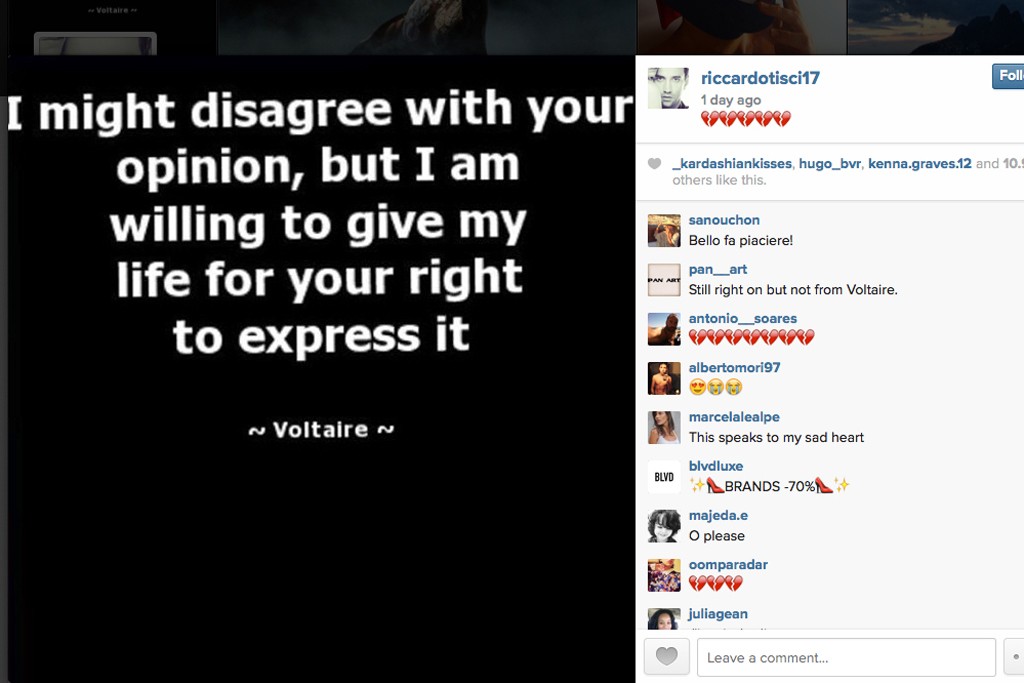 Givenchy的創意總監Riccardo Tisci在個人Instagram上表示對事件感到心痛（圖／WWD）