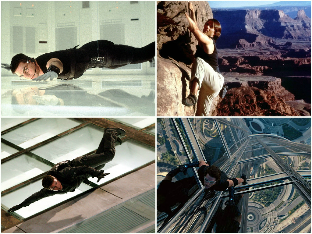 湯姆克魯斯在《不可能的任務》系列電影中攀岩、爬高塔、摩天大樓樣樣來