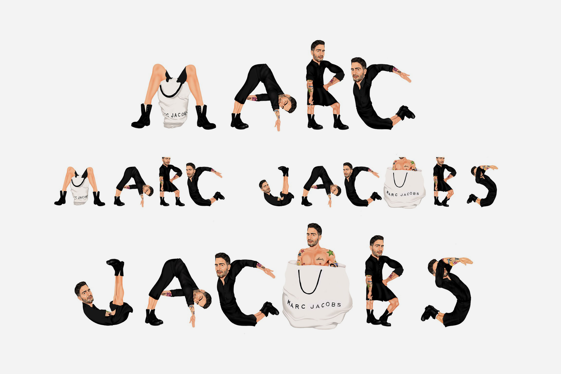 荷蘭新銳插畫家Mike Frederiqo所繪製，惡搞設計師Marc Jacobs同名品牌的戲謔作品。