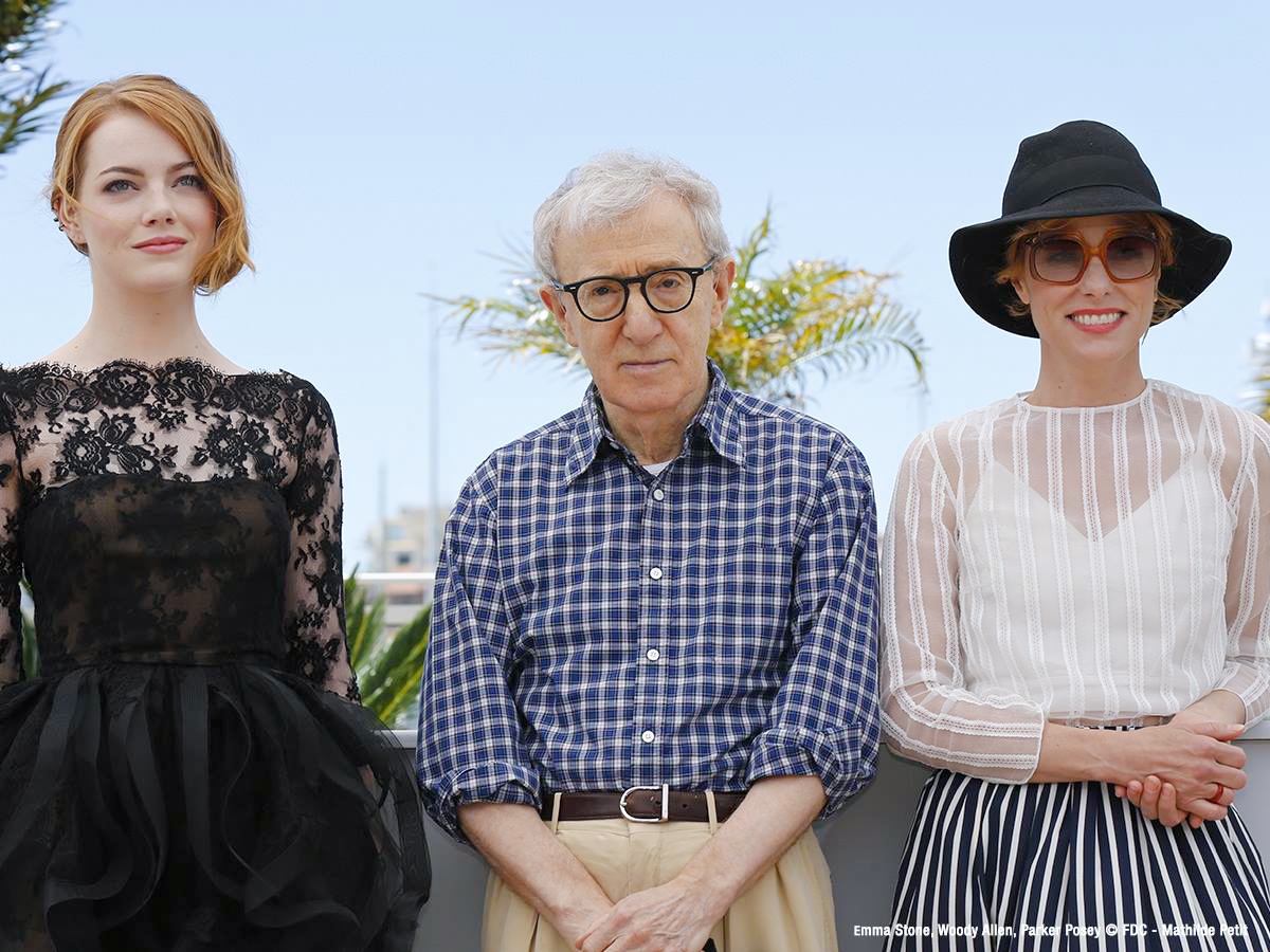艾瑪史東、導演伍迪艾倫與派克波西出席《Irrational Man》坎城記者會(圖/Festival de Cannes – Page Officielle)