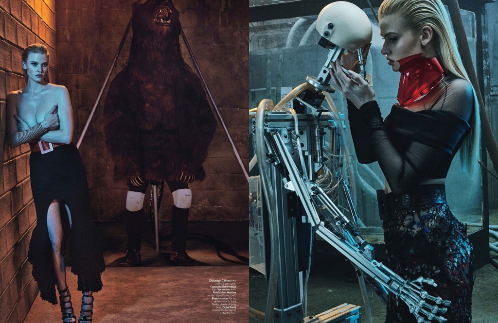 Steven Klein為《W Magazine》2015三月號攝影，鏡頭下的荷蘭超模Lara Stone帶有奇異的美感。(圖/The Fashionography)
