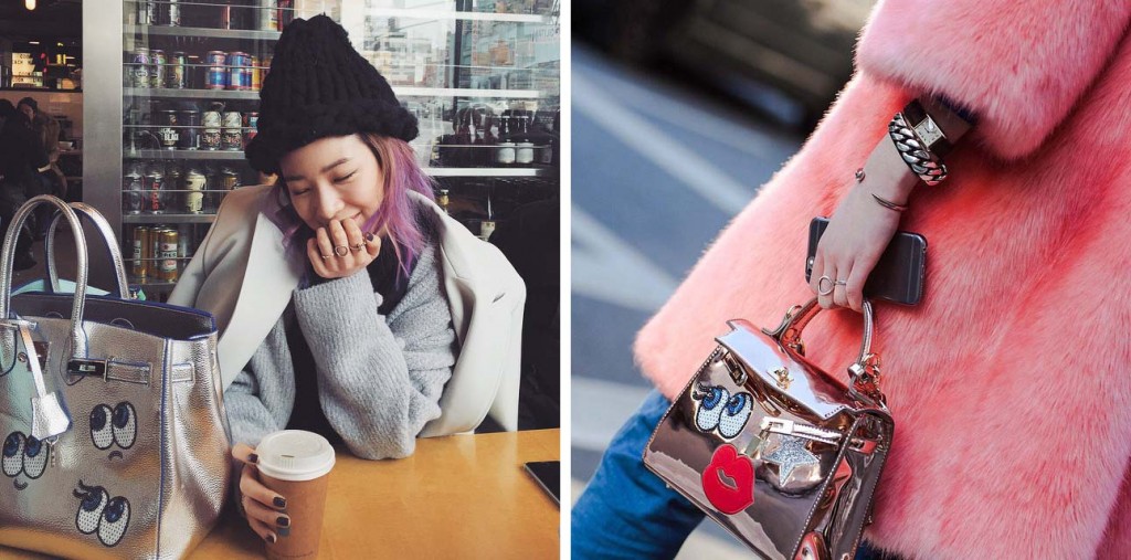 韓國模特兒Irene Kim揹著PLAYNOMORE亮相紐約時裝週，大大打開品牌知名度。(Irene Kim IG)